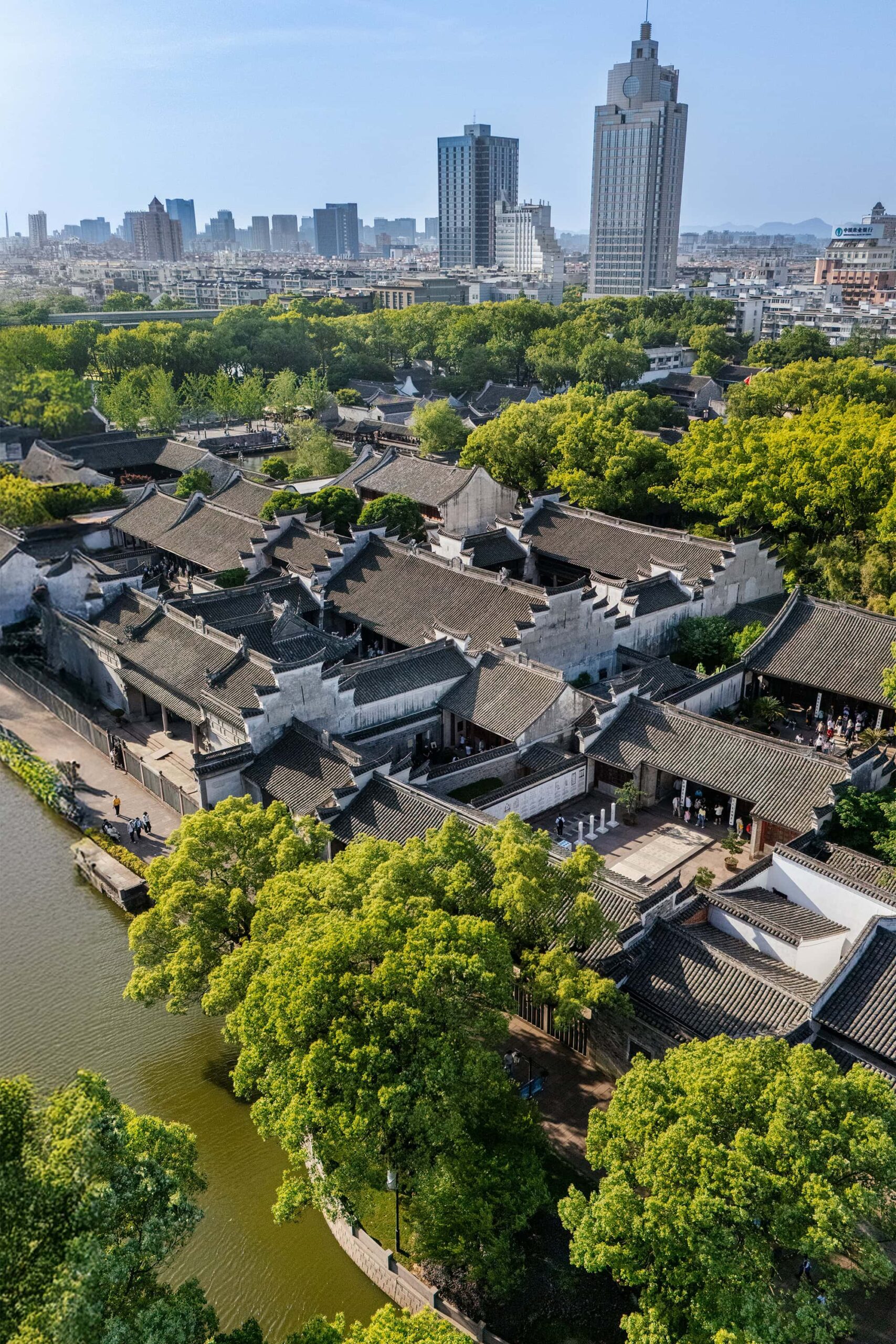 Aerial view of Tianyi Pavilion in Ningbo, Asia's largest private library known as the Southern Book City