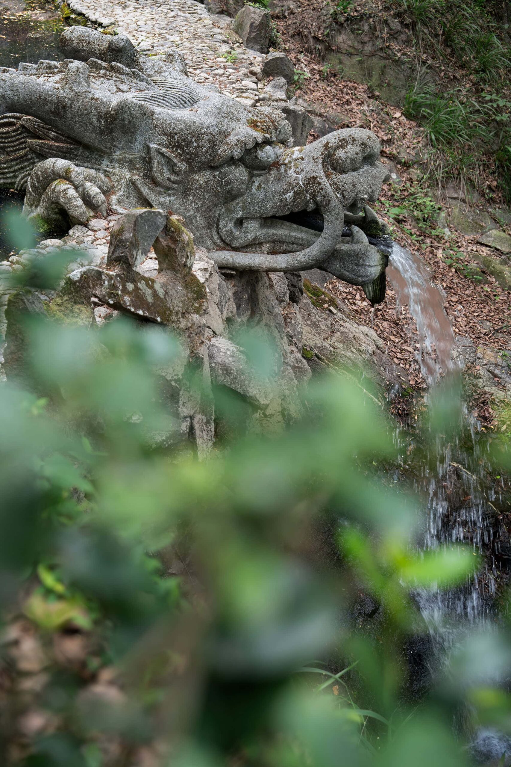 Spirit Dragon Spring (Linglong Quan) beside the Immortal Bridge (Xianren Qiao) halfway up the mountain at Baoguo Temple in Ningbo