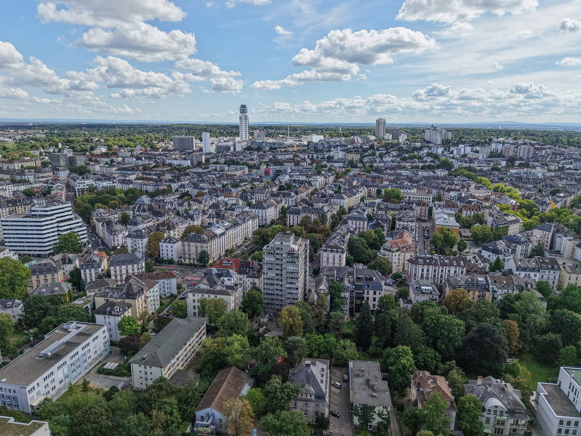 Aerial panorama of Frankfurt residential district