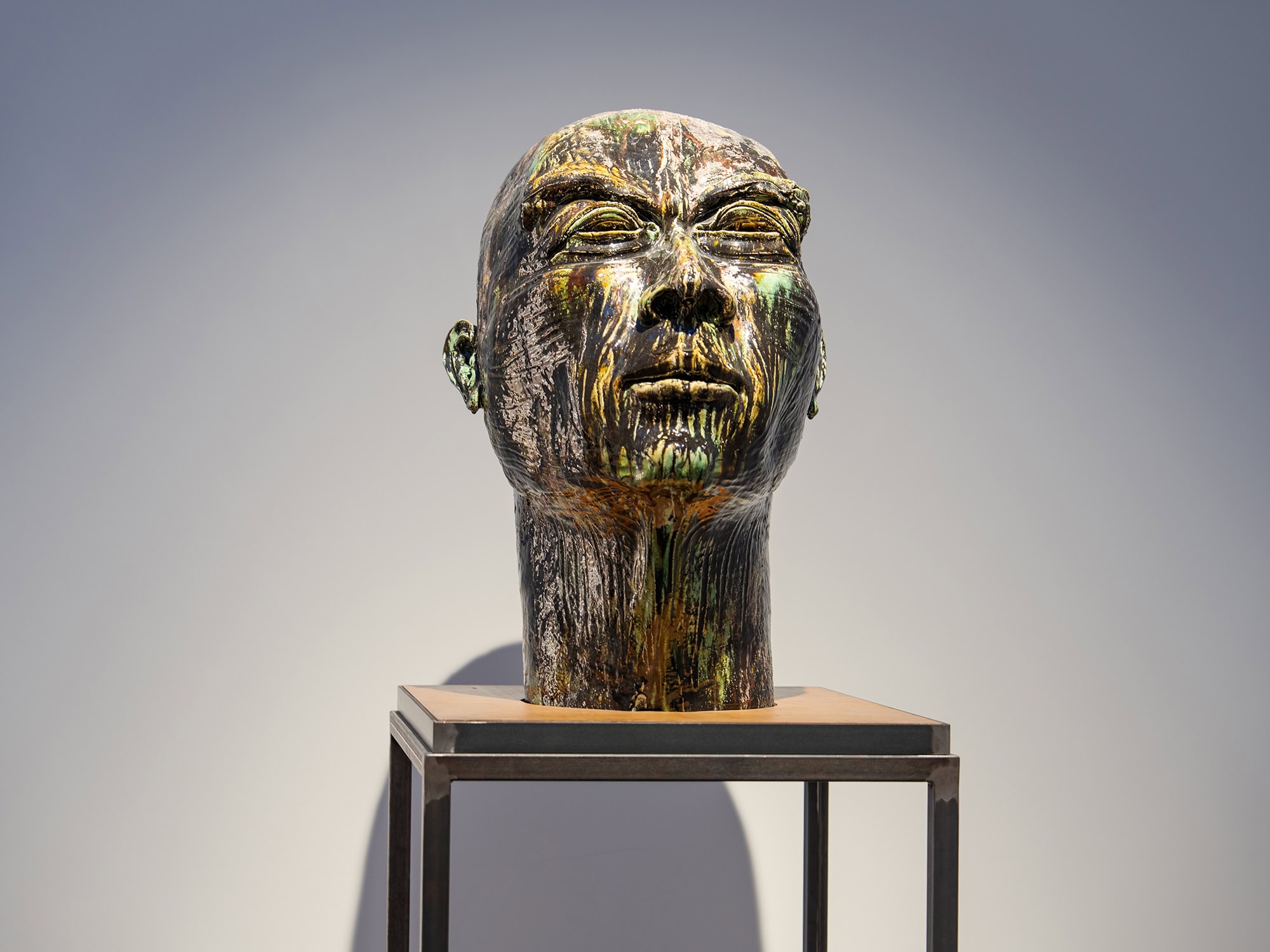 Contemporary sculptural head displayed at Museum Kunstpalast Düsseldorf Germany