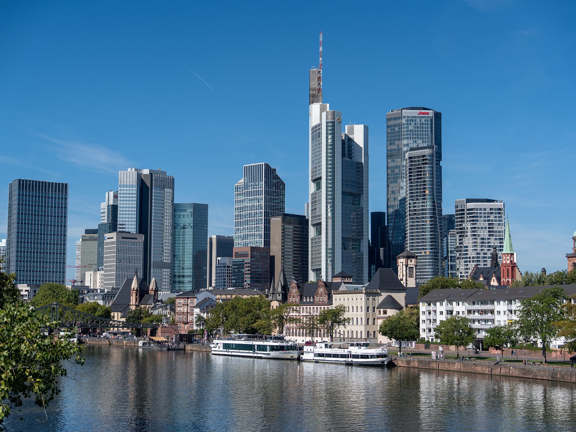 Panoramic view of Frankfurt’s skyline from the southern bank of the Main River