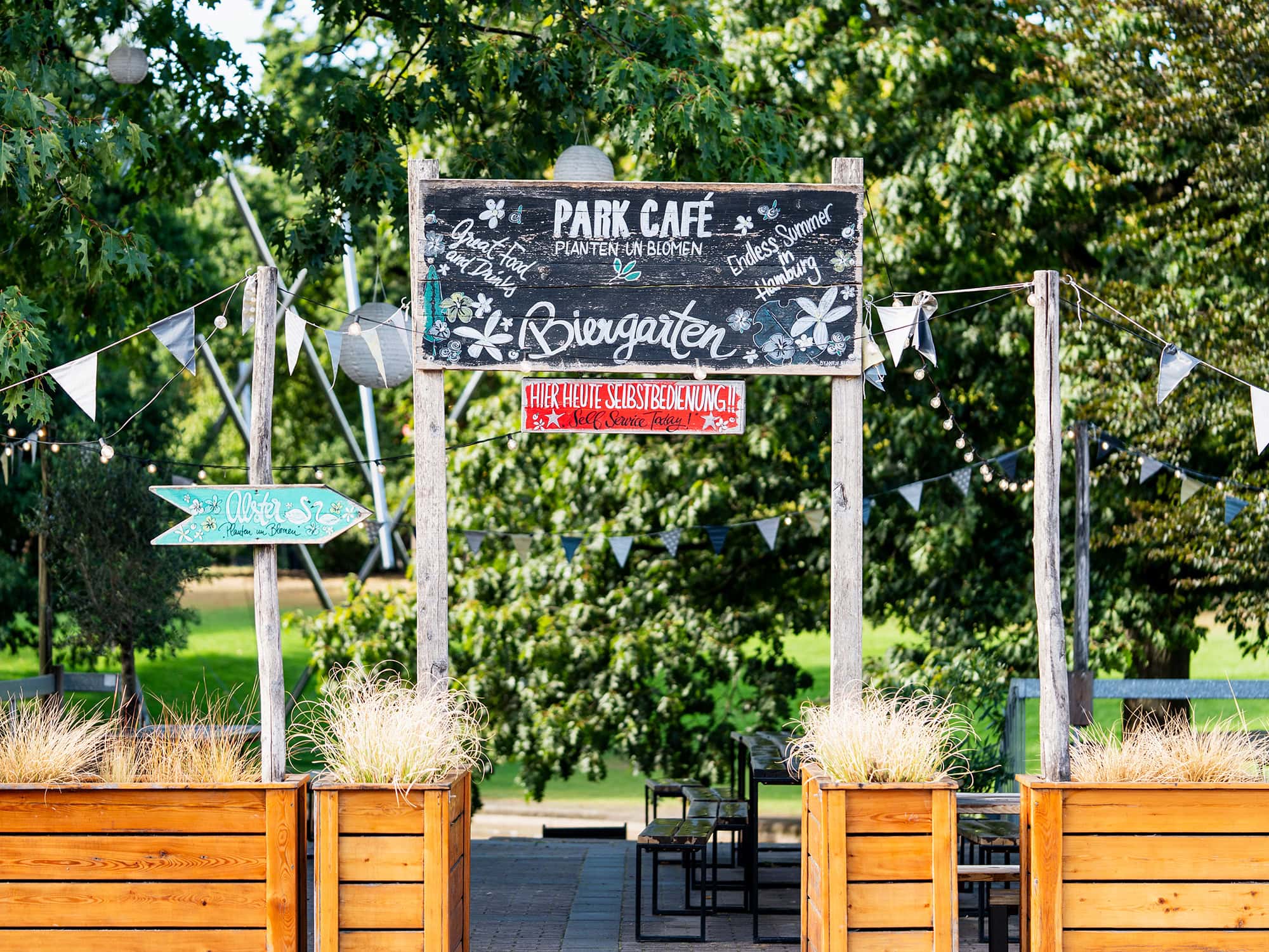 Park Café in Planten un Blomen, Hamburg’s beloved green park, a relaxing spot recommended in this travel guide to Hamburg 1 Day Itinerary